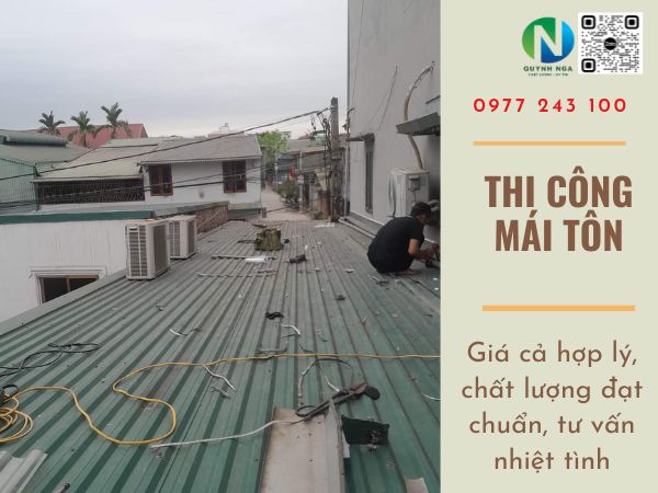 thi công mái che sân thượng bằng tôn